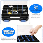 Small Parts Organizer 2Pack Storage Case Tools Box 34-Compartments - color: Blue