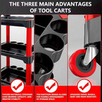 Auto Detailing Cart with Wheels, 3 Tier Rolling Detail Cart - color: Standard