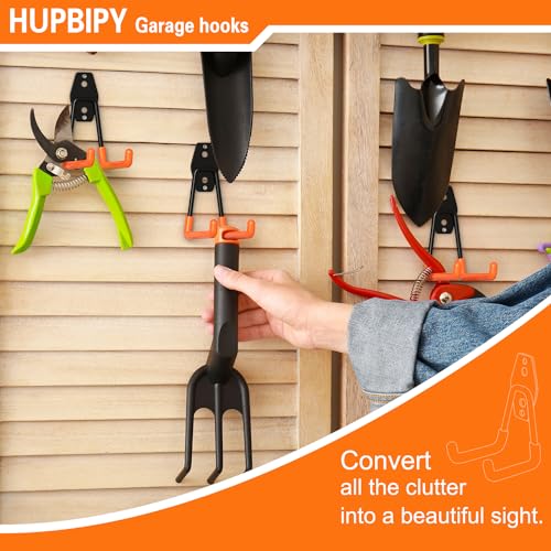 HUPBIPY 18 Pack Garage Hooks Heavy Duty, Wall Mount Ladder Hooks - color: 18 Pack Orange