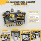 4-Tier Power Tool Organizer Wall Mount, 450LBS Capacity, 8 Drill Holders - size: 32.8" Width 4-Tier
