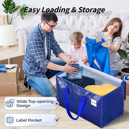 16 Pack Extra Large Clothes Storage Bins with Lids, Moving Bags, Blue - color: Blue, size: 16 Pack