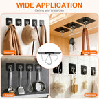 DDMY 100 Pack Adhesive Wall Hooks 50LB Heavy Duty Black Sticky Hook - color: Black, size: 100 Pieces