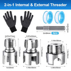 3 Pcs PVC Pipe Threader Kit – Integrated Internal & External Threading Tool