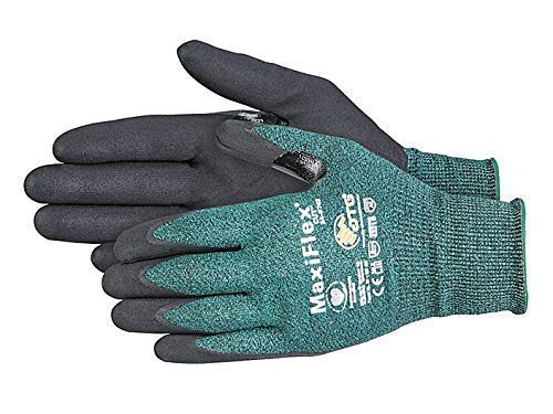 MaxiFlex Cut 34-8743 Cut Resistant Nitrile Coated Work Gloves with Green Knit Shell and Premium Nitrile Coated Micro-Foam Grip on Palm & Fingers - size: 3X-Large