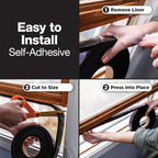 Duck Max Strength Expanding Foam Seal for Doors and Windows, .5 in. x .5 in. x 20 ft., Expands to Fit Uneven Gaps up to 1/2 Inch Thick, Cut to Size, Black, 1-Roll (Pack of 1) - size: 0.5" Wide