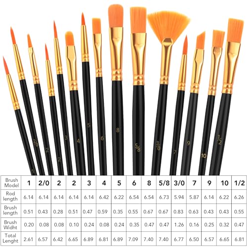 AROIC Acrylic Paint Brush Set,8pack/120pcs Nylon Hair Acrylic Paint Brushes - size: 120pcs-black