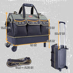 rolling tool bag with wheels for Electrician HVAC Tool Bag Organizer ，Hidden pull rod, plastic bottom, lightweight