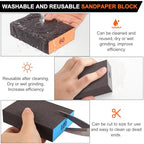 Romeda 24-Pack Sanding Sponge, Four Grits Per Pack 60/80/120/220, Washable and Reusable Handmade Sandpaper Block, Drywall Sandpaper Blocks for Wooden Drywall Sheetrock and Metal Glazing - color: 60/80/120/220 Grits, size: 24-Pack