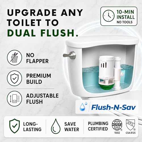 2 - Inch Flapper & Chain Eliminator Quick Connect Valve Conversion Kit & Overflow Water Conservator With Euro Button - Easy Install Without Tools - size: 2 - Inch, style: Euro Button