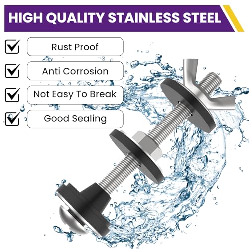 4 Pcs Universal Toilet Tank to Bowl Bolts Kit, Heavy Duty Stainless Steel Toilet Tank Bolts with Stainless and Rubber Washers Gasket for Toilet Mounting and Repair - size: Bolts