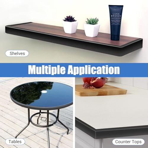 Rubber Edge Trim, Self-Adhesive U Channel Edge Protector for Plywood, Cabinet, 1-1/4" Wood Edge Banding, Flexible Furniture Repair, EPDM Material, Fit 1-1/4"(32mm), Length 10Ft, Black - size: Fit 1-1/4"- L10'