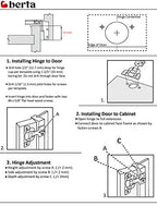 Berta (10 pcs) 1/2" Overlay Cabinet Door Hinges, 90 Degree Restricted Opening Angle Soft Closing Face Frame Hinges, 6-Ways 3-Cam Adjustment, Concealed Kitchen Cabinet Door Hinges with Screws - size: 1/2" Overlay