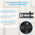 AST French Door Lock for Double Doors, Adjustable, 3 Brass Keys, Key Differ - style: Matte Black with Keyed Differ