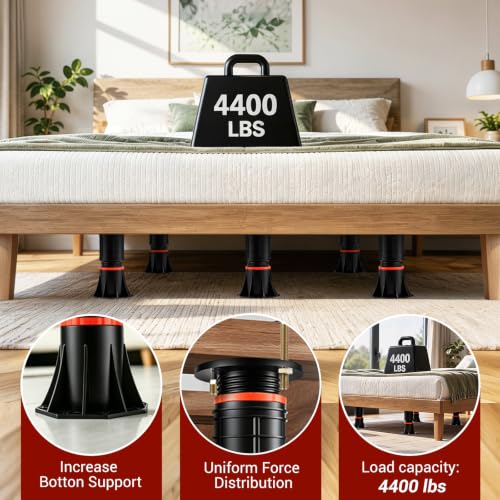 LOSCHEN 8 PCS Adjustable Bed Support Legs with Metal Fixing Accessories, 8.4-13.5 Inch，Heavy Duty Bed Frame Support Feet,Bed Support Reinforcement Parts Bed Slats Support Leg Bed Replacement Legs - size: 8.4-13.5 inch (8pcs)