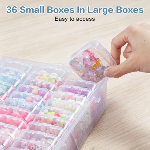 Bead Organizer Box, 72-Pcs Mini Clear Bead Storage with Lid, 2 Pack
