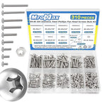 #4-40 Phillips Pan Head Machine Screws Nuts Assortment Kit, 3/16"-1" Length - size: #4-40