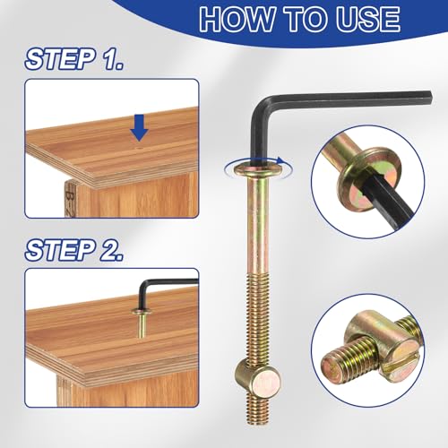PATIKIL 4 Set Bunk Bed Bolts and Nuts Kit, M6x55mm Furniture Bolts Hex Drive Socket Cap Hardware Replacement for Beds Headboards Chairs - size: M6x55mm