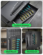 ALOANES Magnetic Screwdriver Organizer 36-Slot Black 3PC for Toolbox - color: Black