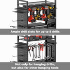 CCCEI Garage Power Tools Organizer Cart with Charging Station, Black Floor Standing Rolling Drill and Tools Battery Storage Cart on Wheels. Black Utility Rack Gift for Men, Husband, Father. - size: Large