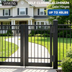 5-3/4" Adjustable Self Closing Aluminum Gate Hinges, Heavy Duty Gate Hinges for Metal Gates, Non-Legged Door Hinges Fence Gate Hinge for Pool Gate, Aluminum Gate, 2pcs, Black