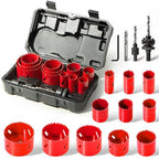 Bi-Metal Hole Saw Kit, HYCHIKA 17 Pcs High Speed Steel 3/4" to 2-1/2" Hole Saw Set in Case with Mandrels, Hole Saw Bit for Metal, Drilling PVC Board,and Plastic Plate