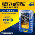 Brad Point Drill Bit Set -Chrome Vanadium Wood Drill, Sizes 1mm-13mm 25 Pcs - size: 1 - 13 mm
