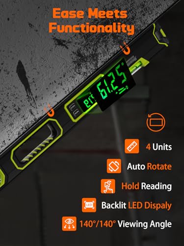 Mecurate 24-Inch Magnetic Digital Level, Electronic Inclinometer, ±0.1° - size: 24-Inch Digital Level