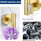 5 Pieces Bathroom Hardware Accessories Set Brushed Gold, 24Inch Bathroom Towel Rack Set SUS304 Stainless Steel, Round Toilet Paper Holder Heavy Duty, Wall Mounted - color: Brushed Gold, size: 5 Pieces 24" B