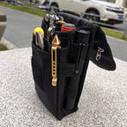 Belt Tool Pouch Holster, Multitool Organizer Pouch for EDC Gears Cellphone Case, Maezar Utility Sheath Bag, Nylon Tactical Tool Bag for Men, Small Pocket Phone Holder with D-Ring, Zipper (Loop Black)