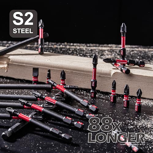 GEINXURN Impact Tough Phillips Square Torx 2 in. Insert Driver Bits, 40Pack Bulk T20/T25/PH2/SQ2 Screwdriver Power Bits Set - size: MIXED-40PC