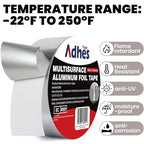 ADHES Heavy Duty Aluminum Foil Tape 2 Inch x 210 Feet(70 Yards) - size: 2in x 70yd