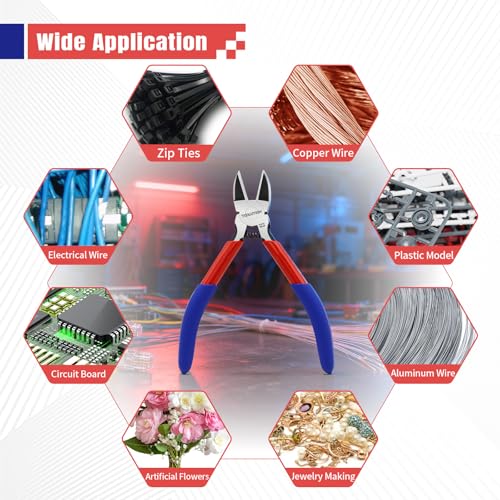 5" Small Wire Cutters Diagonal Cutting Pliers Flush Cutter - color: 5"- 1 Pack