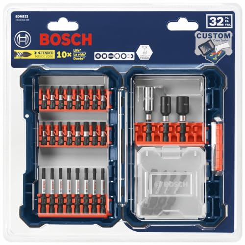 BOSCH SDMS32 32-Piece Assorted Impact Tough Screwdriving Custom Case System Set for Screwdriving Applications - size: 32-Piece Set, style: Screwdriving