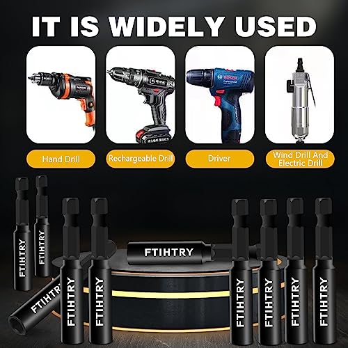 FTIHTRY 1/4”Magnetic Extension Socket Drill Bit Holder,12pcs Screwdriver Extension, Quick-Change Hex Shank Set (Pack of 2) - size: Onesize (Pack of 2)