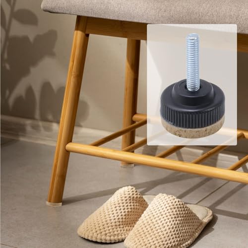 10pcs Felt Base Plastic Furniture Feet with M8x32mm Bolt Screw-on Chair Table Legs (Diameter 1.6-Inch) - size: 1.6"/41mm
