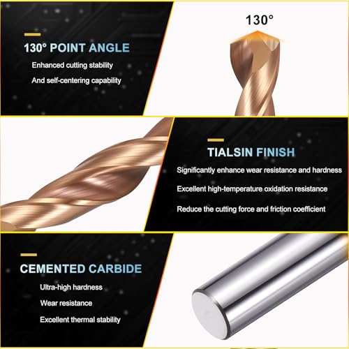 PATIKIL 2.2mm Drill Bit Carbide for Stainless Steel Hard Metal 130° 10 Pack - size: 2.2mm