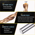 PATIKIL 1mm Drill Bit Carbide for Stainless Steel Hard Metal 130° 10 Pack - size: 1mm