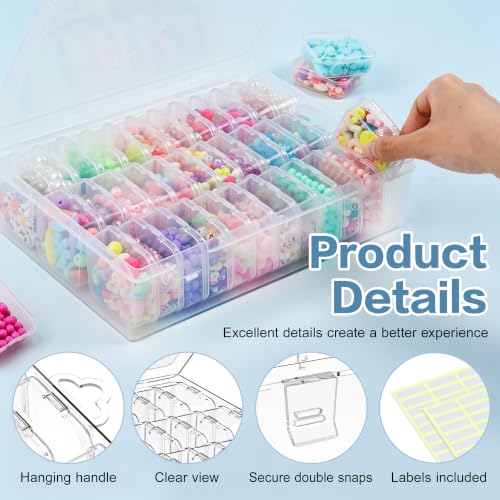 Bead Organizer Box, 72-Pcs Mini Clear Bead Storage with Lid, 2 Pack