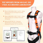 Fall Protection Premium Safety Harness with Shock Absorbing Lanyard, Vented & Padded Shoulder, Legs & Back - Upgrade 4 Quick Buckles (Orange) - color: Orange