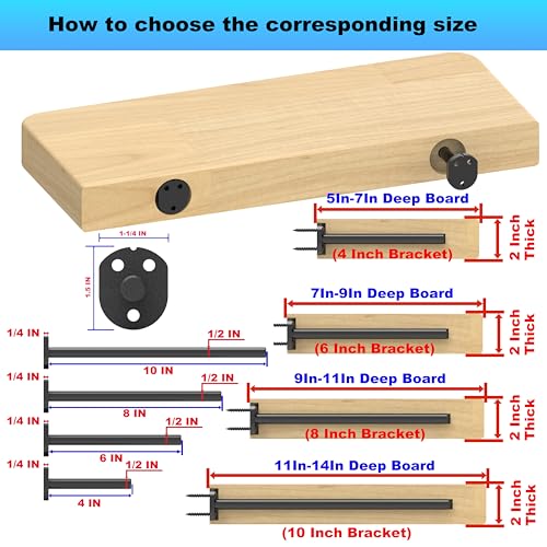 Floating Shelf Bracket (1/4" Thick,Flush-to-Wall Hidden Heavy Duty Brackets for Wood Shelves，Solid Steel Invisible Shelf Support,,Seamless Blind Design for Kitchen, Study&DIY 10 Inch Black - size: 6 Inch, style: Flush-to-Wall No Gaps Black 6 Pack