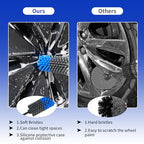 Wheel Brush, Soft Drill Wheel Cleaner Brush, Drill Brush for Car Wheel, No Scratches Highly Dense and Durable Car Wheel Brush Rim Tire Car Cleaning Brush for Wheels, Rims, Engines, Exhaust - color: Blue+grey