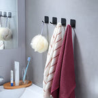 YIGII Adhesive Towel Hooks - 4 Pack Towel Hooks for Hanging Robes Coat Hooks Stick on Wall Hooks Stainless Steel, Matte Black - color: Matte Black