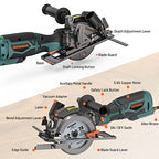 DOVAMAN Circular Saw, 5.8A 4-1/2" Circular Saw w/Laser & Auxiliary Handle - color: C-blue