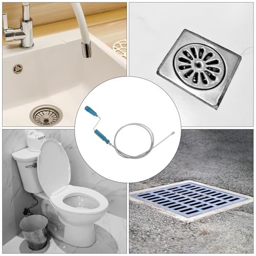 HARFINGTON Drain Augers 8.5 Ft Stainless Steel Flexible Plumbing Auger Hair Drain Cleaner Tool Toilet Auger Clog Remover Tool for Kitchen Bathroom Shower Sink Toilet Bathtub, Blue - color: Blue, size: 2.6m