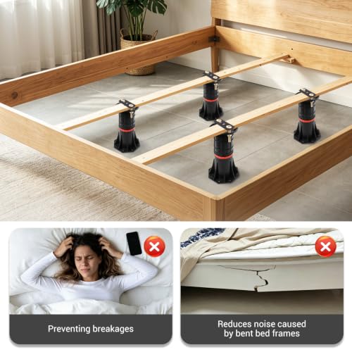 LOSCHEN 8 PCS Adjustable Bed Support Legs with Metal Fixing Accessories, 8.4-13.5 Inch，Heavy Duty Bed Frame Support Feet,Bed Support Reinforcement Parts Bed Slats Support Leg Bed Replacement Legs - size: 8.4-13.5 inch (8pcs)
