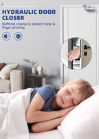 Automatic Door Closer Medium Size for Home & Commercial, Heavy Duty No Slam Mechanism, Silver - size: Medium, style: Silver