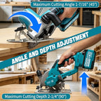 6" Cordless Circular Saw,7000RPM Power Handle Circle Saw with 2 x 6.0Ah Battery & 3 Blades,Brushless Sierra Circular Inalambrica,Cutting Depth 2-1/4"(90°),1-7/16" (45°),Cut Off Tool for Wood Metal PVC
