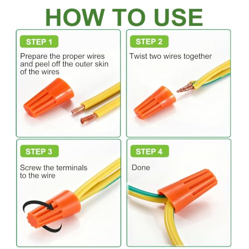 255PCS Electrical Wire Caps Wire Connectors Nuts Kit, 22-10AWG Insulating Insert Twist Wire Connectors with Spring, Screw on Terminals Assortment Set Quick Connection - size: 255pcs