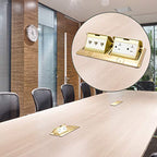 ENERLITES Dual Pop-Up Floor Box Kit, 8.68"x4.81", 20A, Brass - color: Brass-Data Port 8.68 X 4.81 in