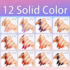 288Pcs Almond Press on Nails Medium Fake Nails with 12 Solid Color False Nails Reusable Acrylic Artificial Glue on Nail Shiny Full Cover Nails Press ons for Women Girls Manicure - color: Style-25